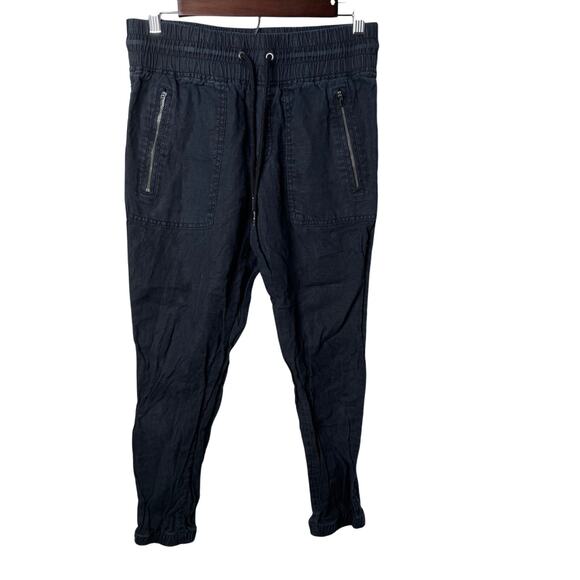 Athleta Cabo Linen Jogger Pants Women’s 4P Black Elastic Waist Casual Travel - Picture 1 of 9